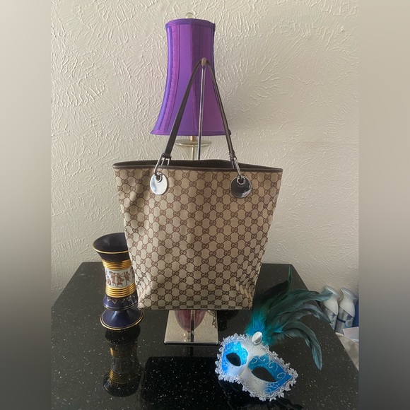 Gucci GUC Brown GG Eclipse Canvas Tote - Picture 1 of 14